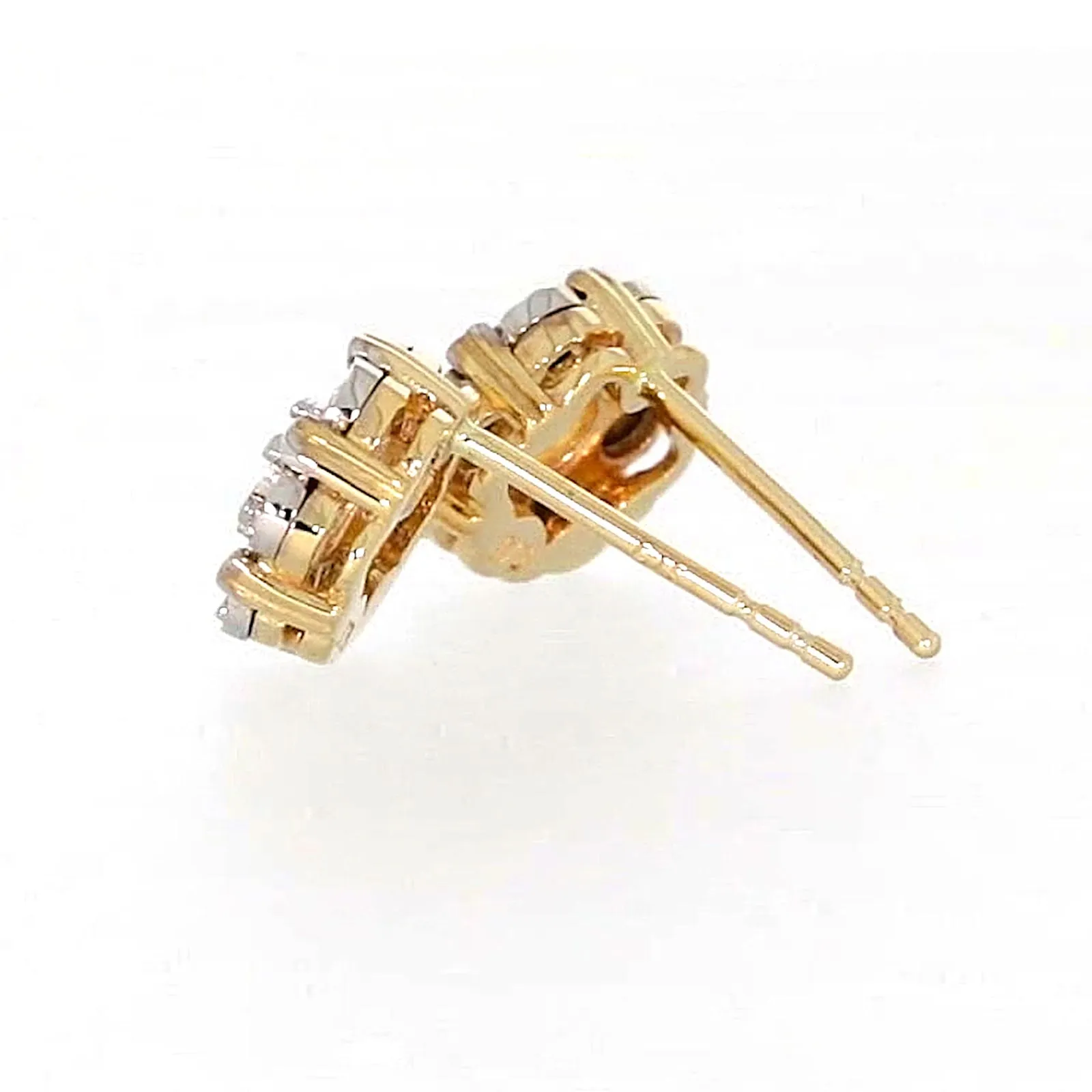 9ct Two Tone Gold Round Brilliant Cut with 0.07 Carat tw of Diamonds Stud Earrings