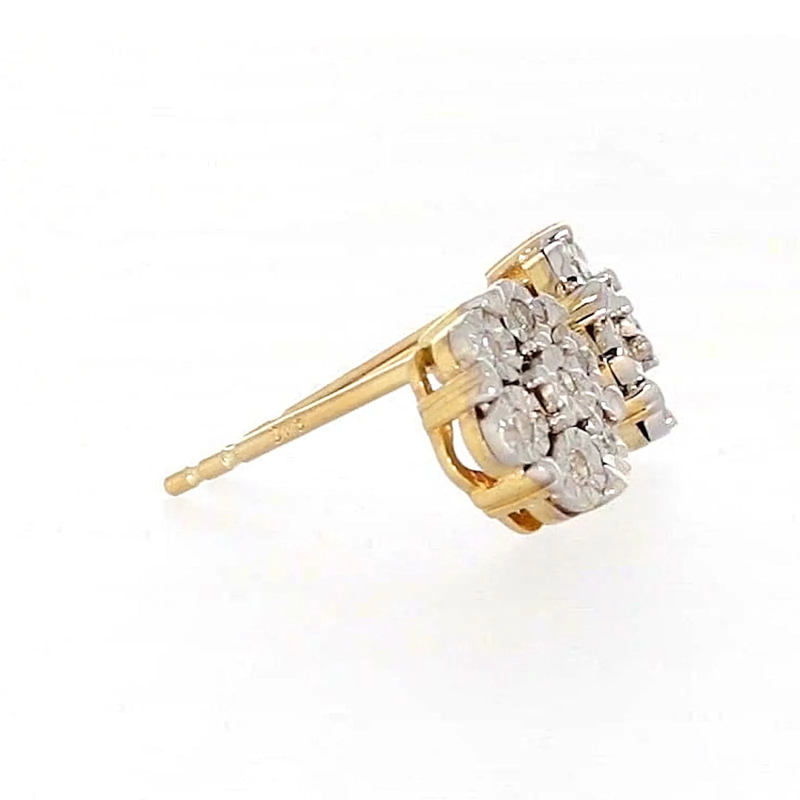 9ct Two Tone Gold Round Brilliant Cut with 0.07 Carat tw of Diamonds Stud Earrings