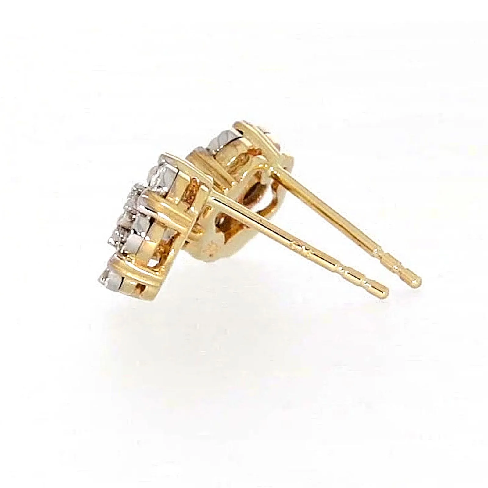 9ct Two Tone Gold Round Brilliant Cut with 0.07 Carat tw of Diamonds Stud Earrings