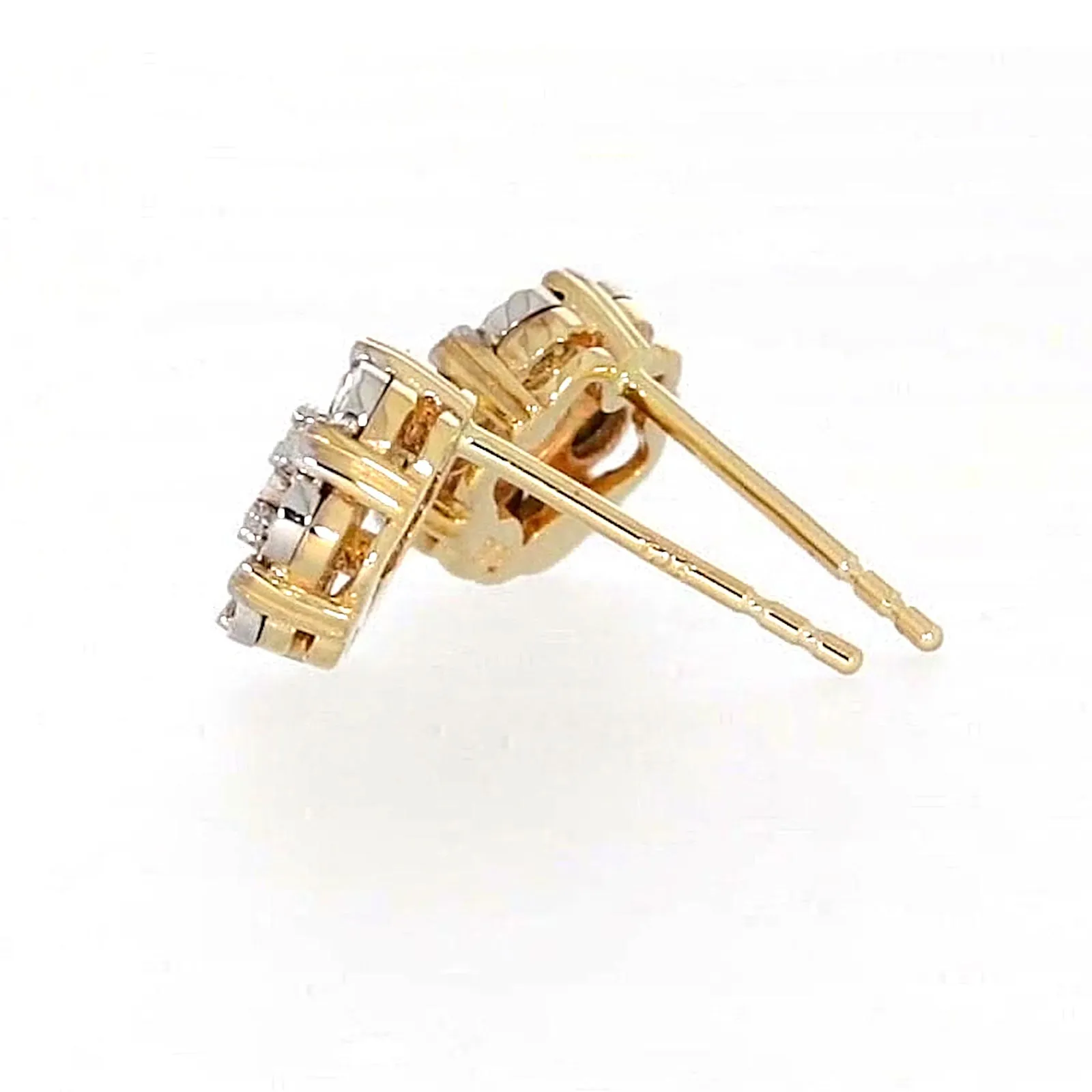 9ct Two Tone Gold Round Brilliant Cut with 0.07 Carat tw of Diamonds Stud Earrings