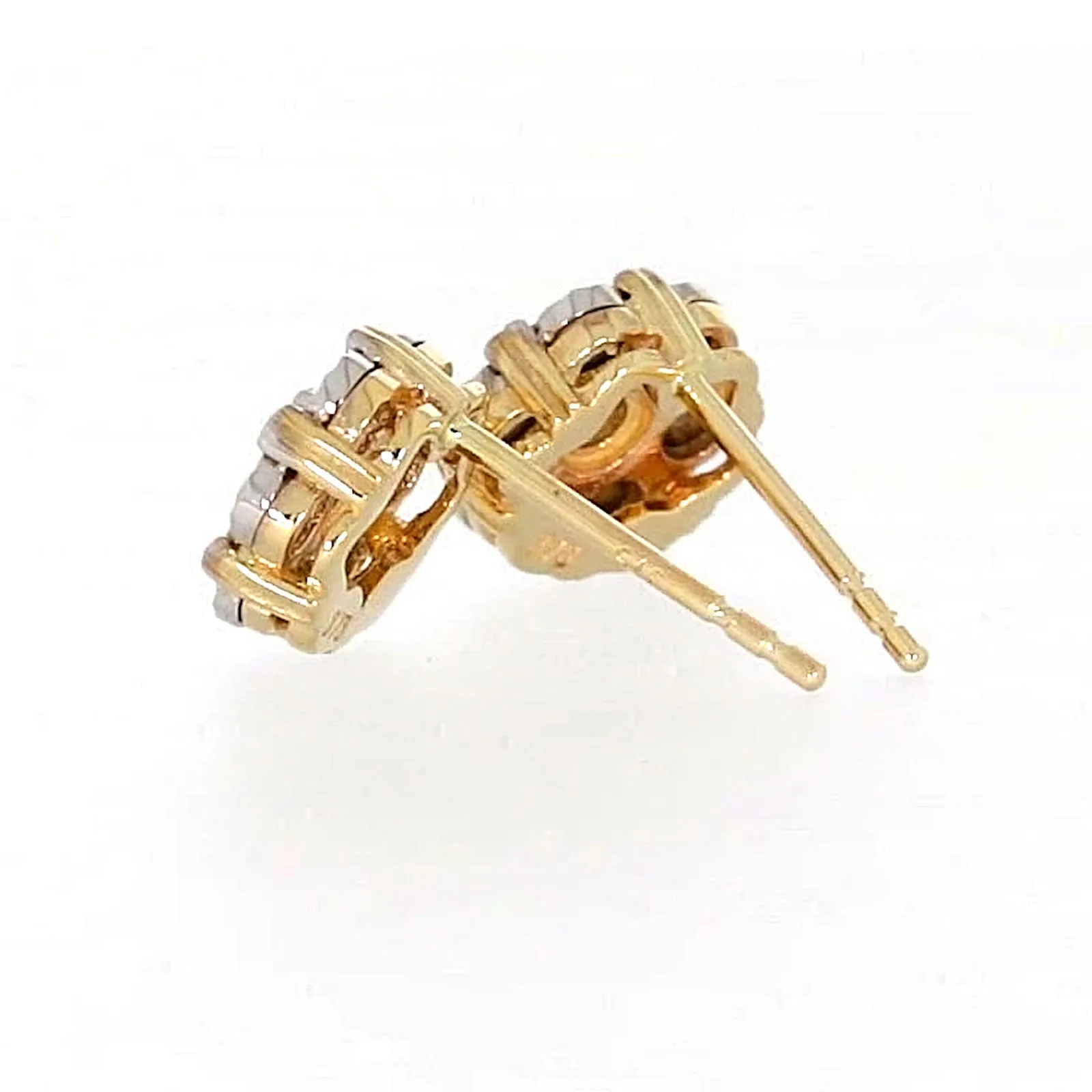 9ct Two Tone Gold Round Brilliant Cut with 0.07 Carat tw of Diamonds Stud Earrings