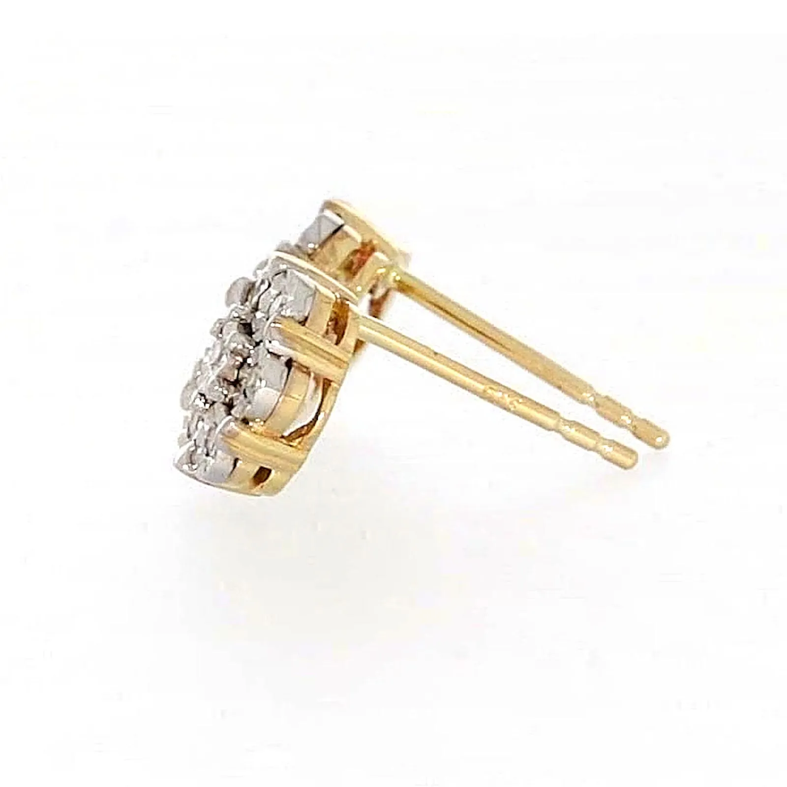 9ct Two Tone Gold Round Brilliant Cut with 0.07 Carat tw of Diamonds Stud Earrings