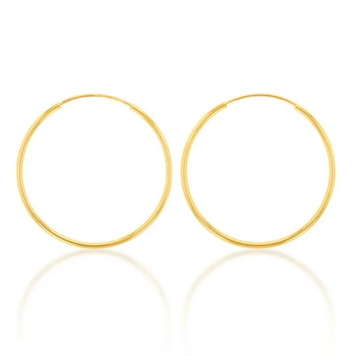 9ct Yellow Gold Lightweight 15mm Sleeper Earrings