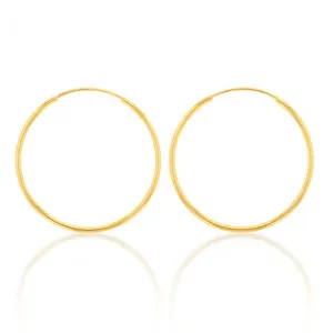 9ct Yellow Gold Lightweight 15mm Sleeper Earrings