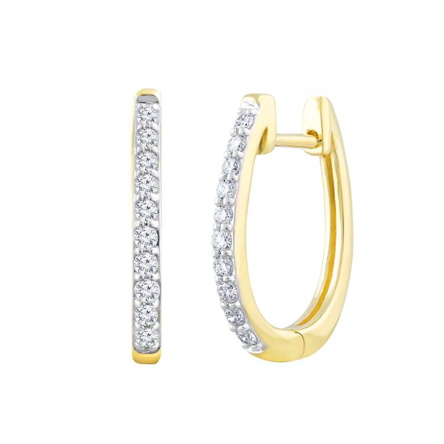 9K Yellow Gold Tdw. 0.25ct Diamond Huggies - 20695668