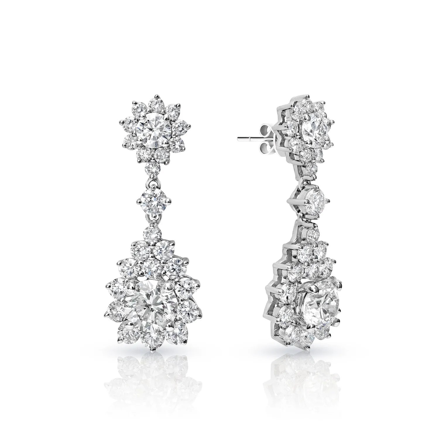 Aelin 3 Carats H VS1 Round Brilliant Cut Diamond Drop Earrings in 18k White Gold