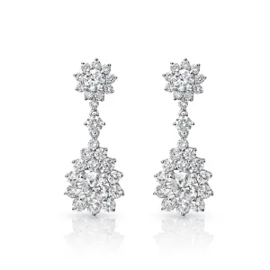 Aelin 3 Carats H VS1 Round Brilliant Cut Diamond Drop Earrings in 18k White Gold