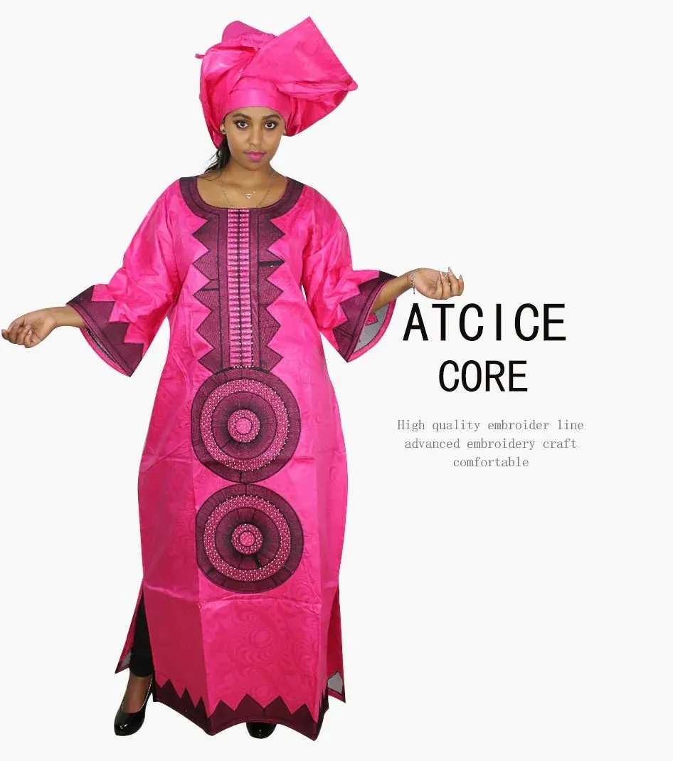 African Dashiki Dresses for Women – Bazin Riche Traditional Long Sleeve Clothing for Ladies