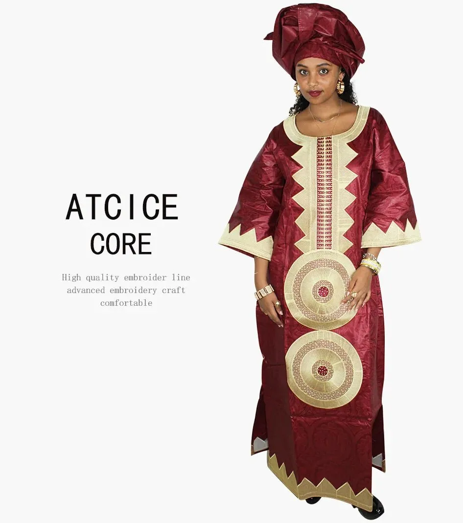 African Dashiki Dresses for Women – Bazin Riche Traditional Long Sleeve Clothing for Ladies