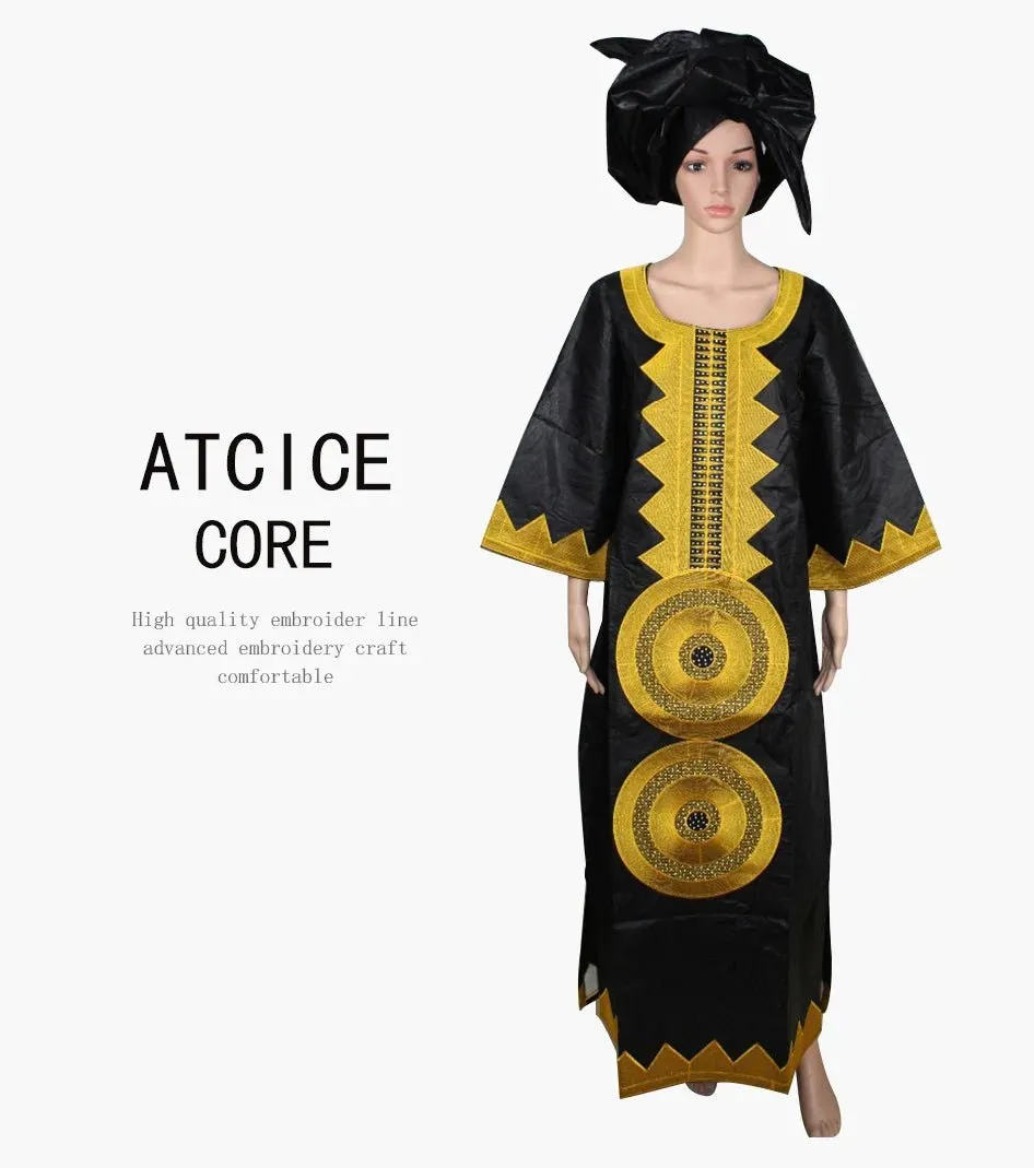 African Dashiki Dresses for Women – Bazin Riche Traditional Long Sleeve Clothing for Ladies