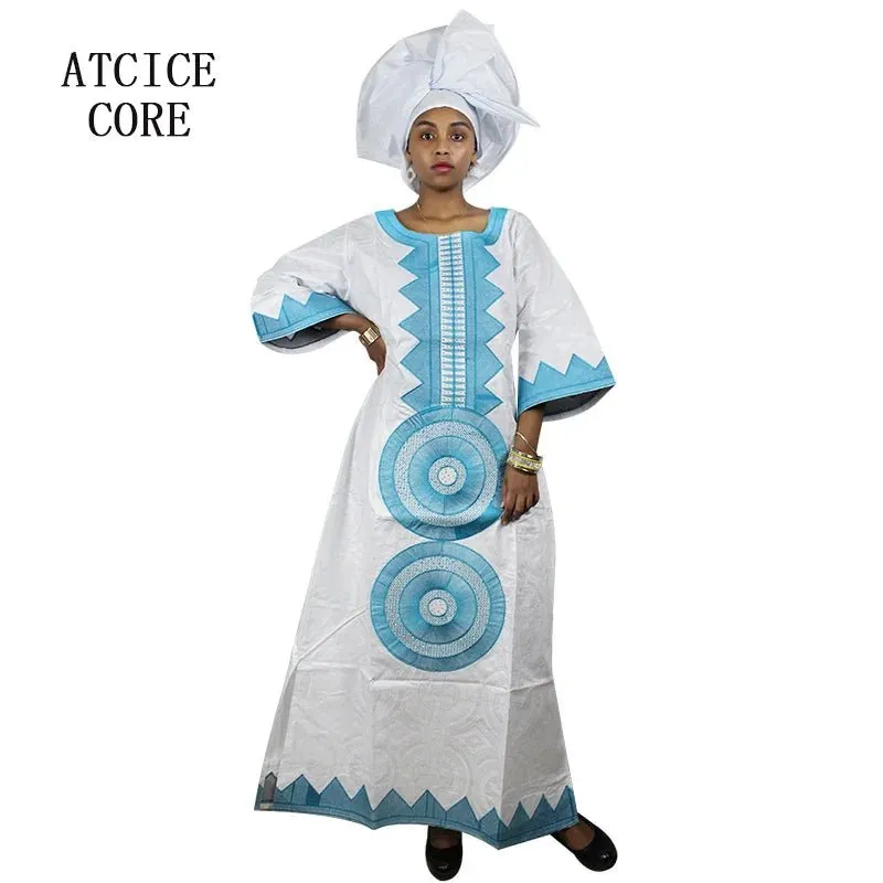 African Dashiki Dresses for Women – Bazin Riche Traditional Long Sleeve Clothing for Ladies