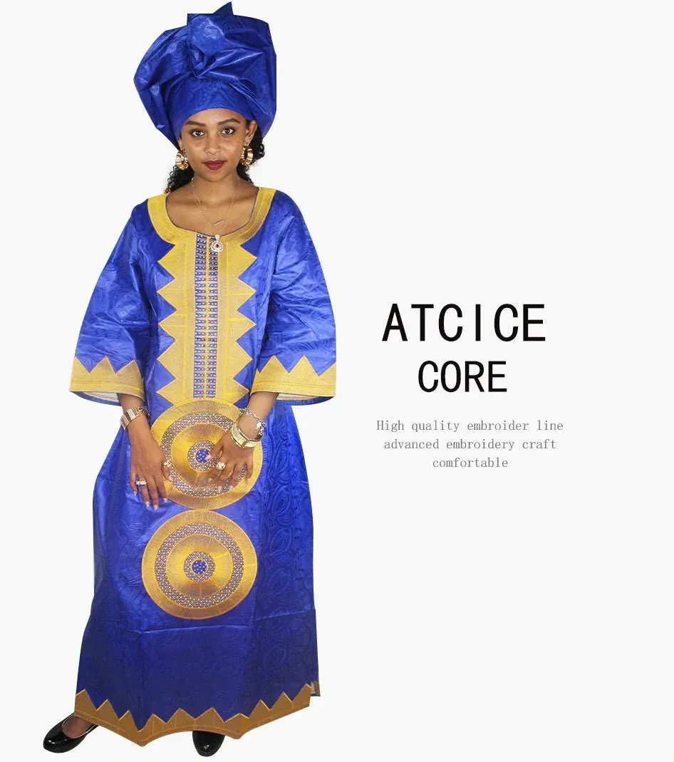 African Dashiki Dresses for Women – Bazin Riche Traditional Long Sleeve Clothing for Ladies