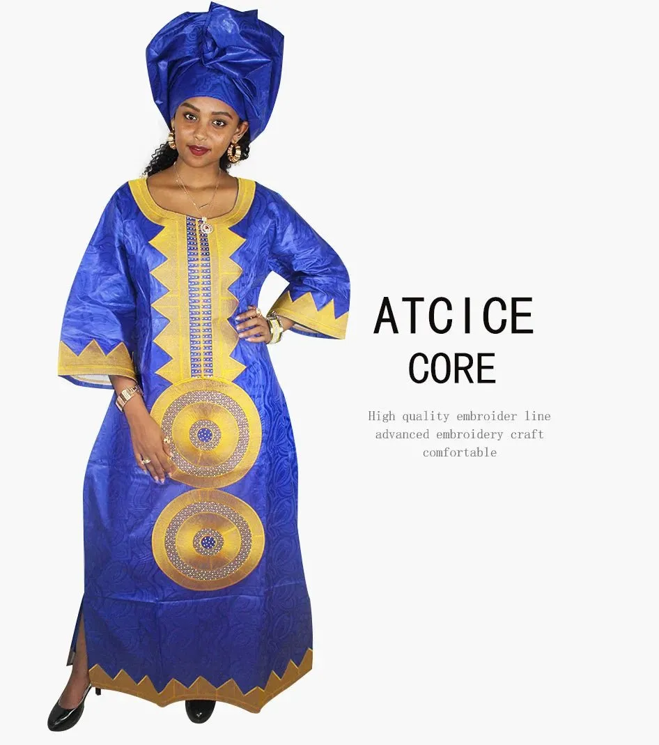 African Dashiki Dresses for Women – Bazin Riche Traditional Long Sleeve Clothing for Ladies