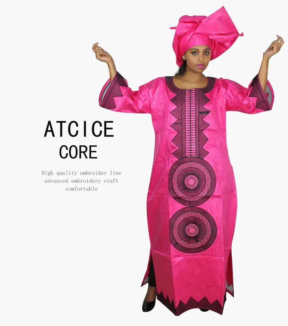 African Dashiki Dresses for Women – Bazin Riche Traditional Long Sleeve Clothing for Ladies