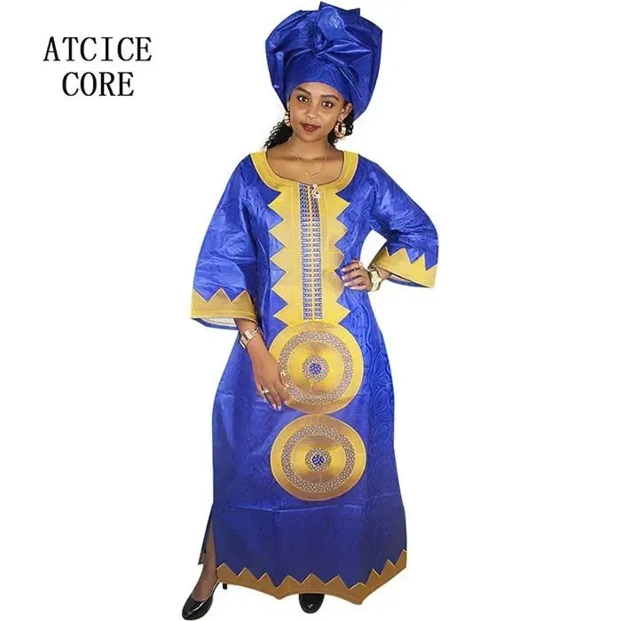 African Dashiki Dresses for Women – Bazin Riche Traditional Long Sleeve Clothing for Ladies