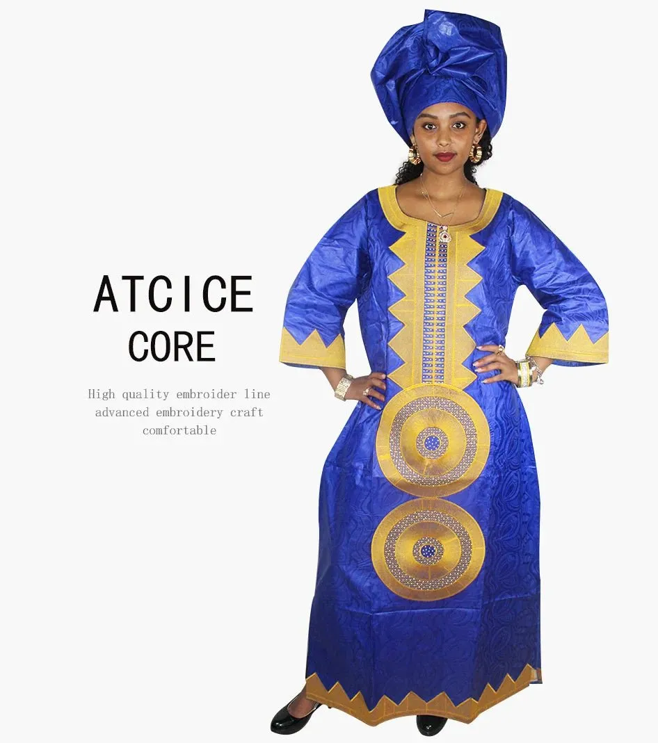 African Dashiki Dresses for Women – Bazin Riche Traditional Long Sleeve Clothing for Ladies