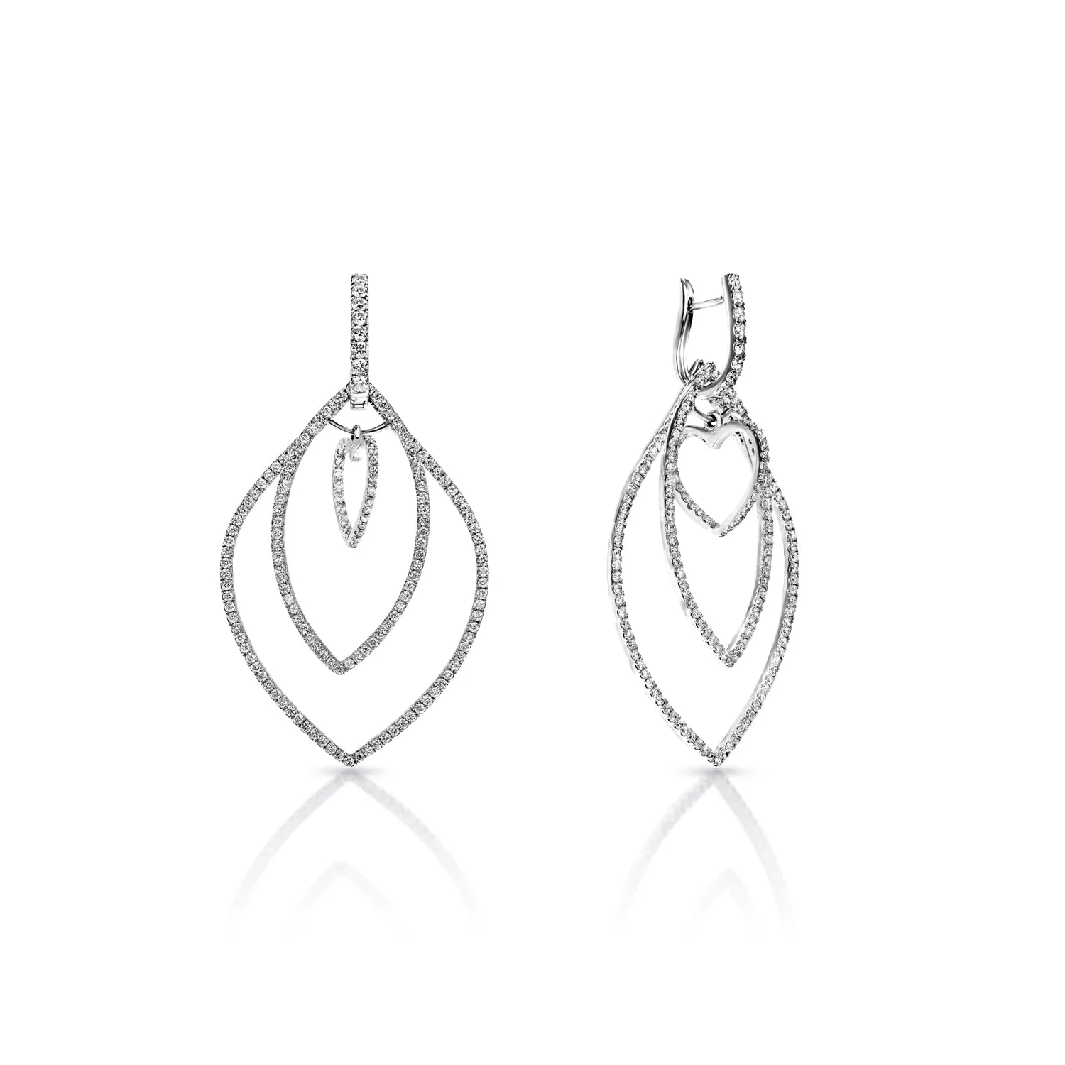 Amina 3 Carat Round Brilliant Diamond Hanging Earrings in 14k White Gold