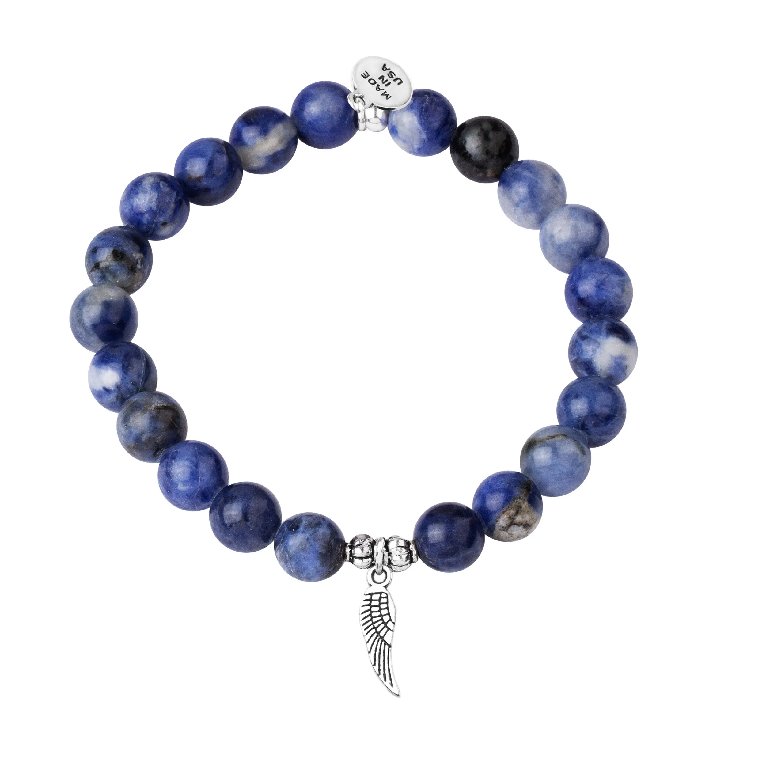 Angel Wing | Stone Beaded Charm Bracelet | Sodalite