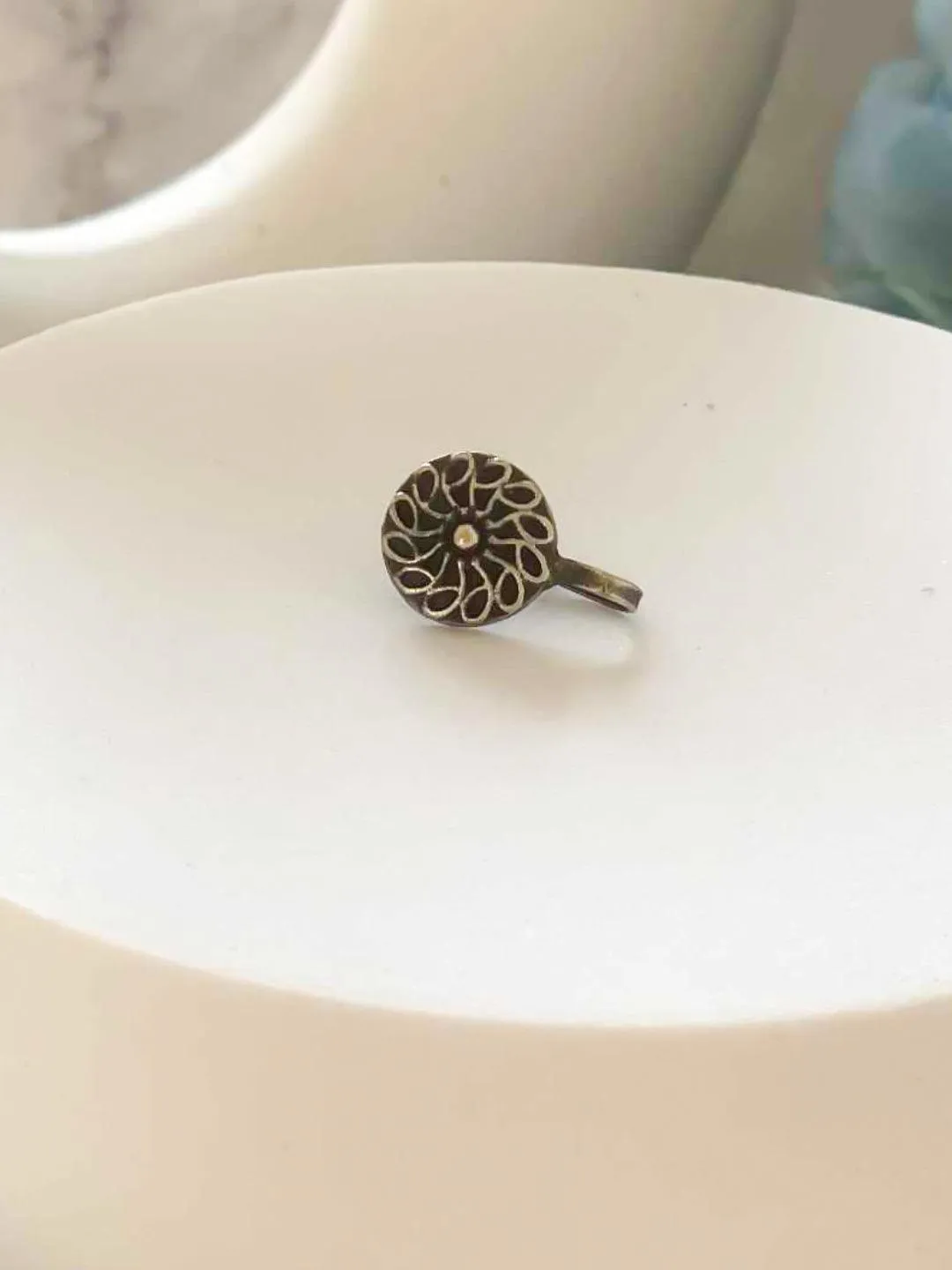 Antique Design Oxidised Nose Pin