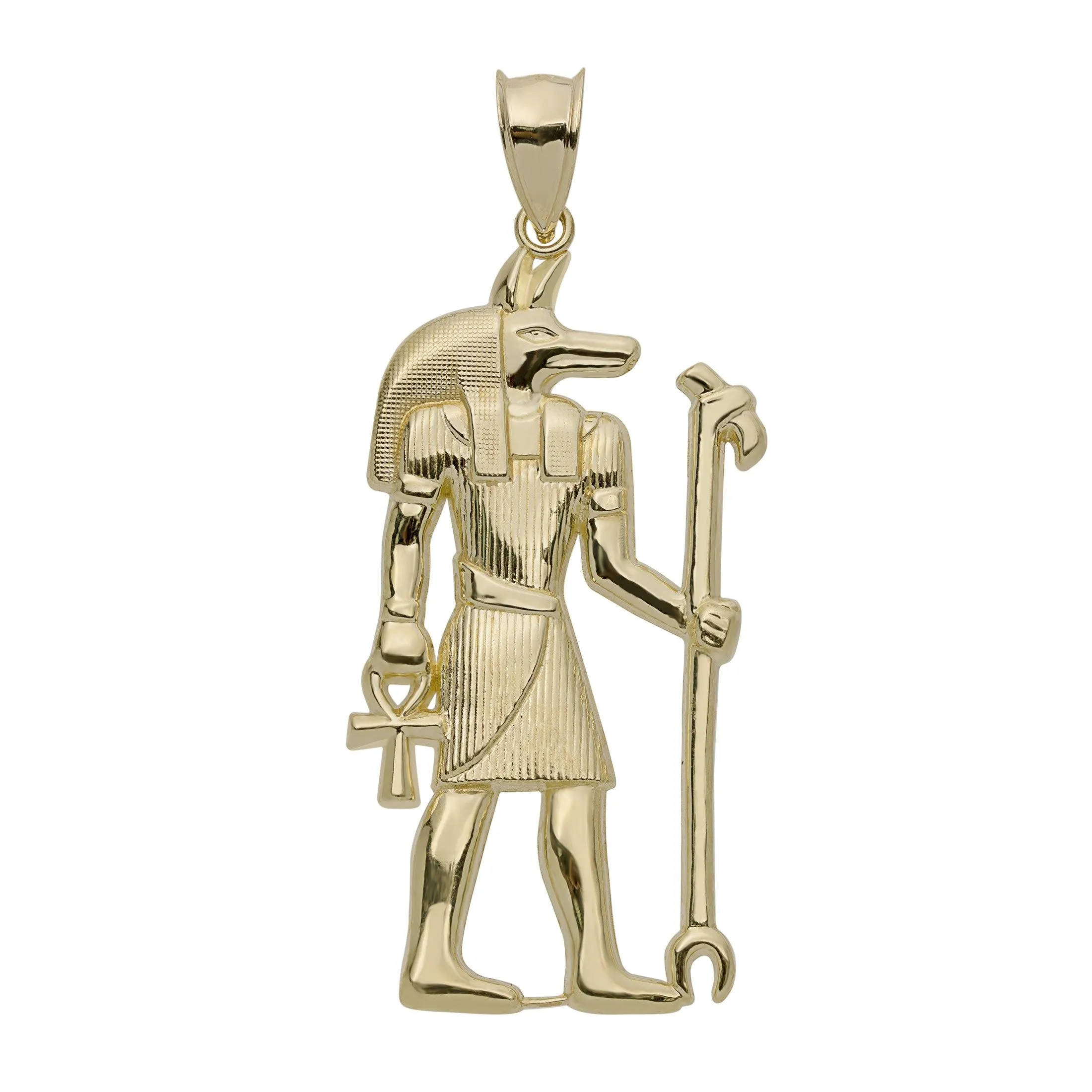 Anubis Ancient Egyptian God of the Dead Pendant 10K Yellow Gold