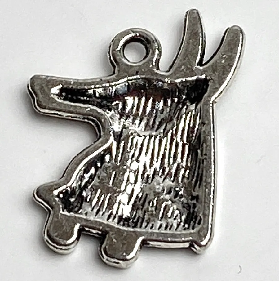 Anubis / Anpu Charm/Pendant 3/4" Metal, Bright Silver  20mm  # FJ-106