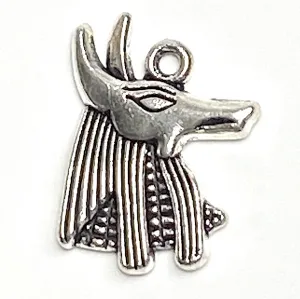 Anubis / Anpu Charm/Pendant 3/4" Metal, Bright Silver  20mm  # FJ-106