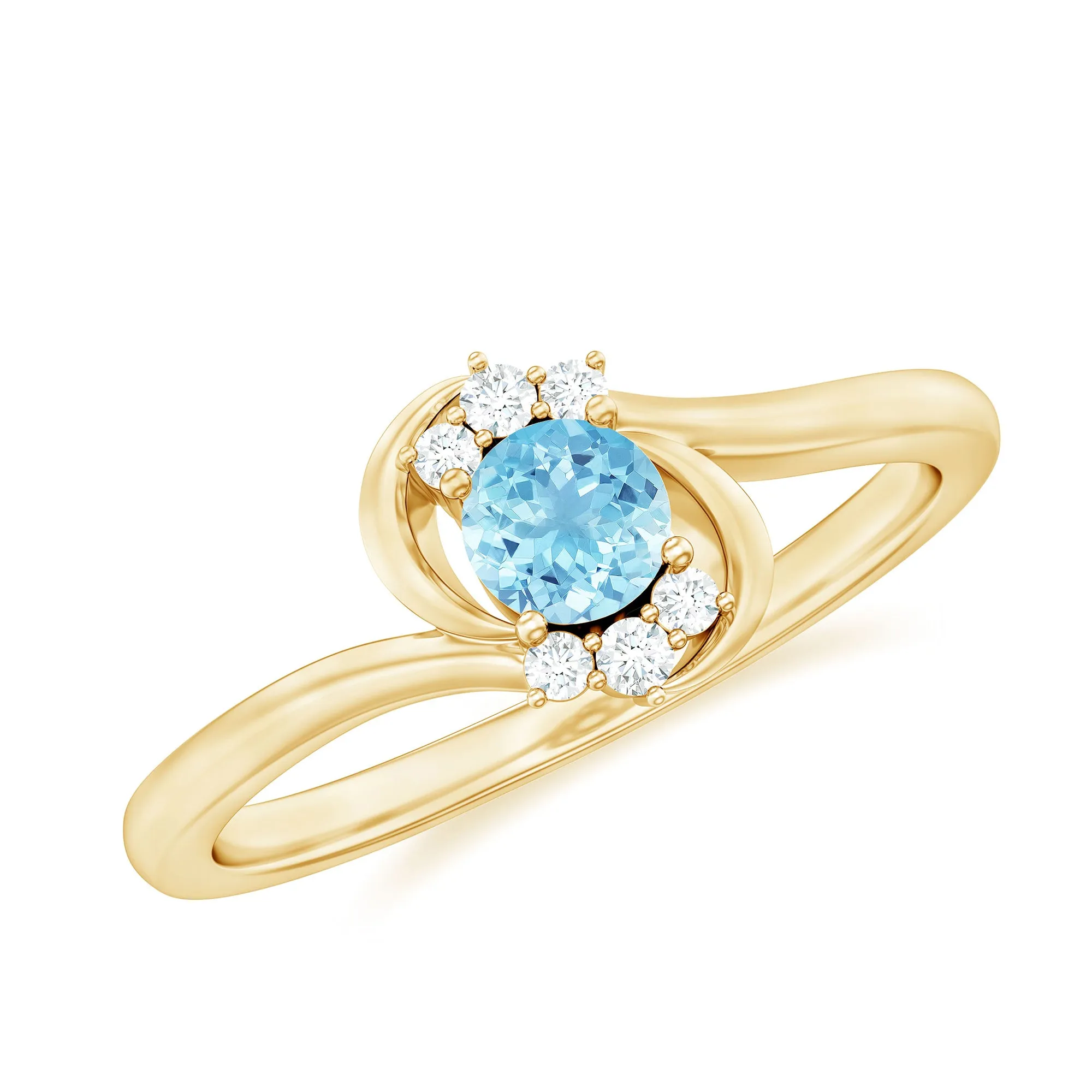 Aquamarine and Diamond Bypass Promise Ring