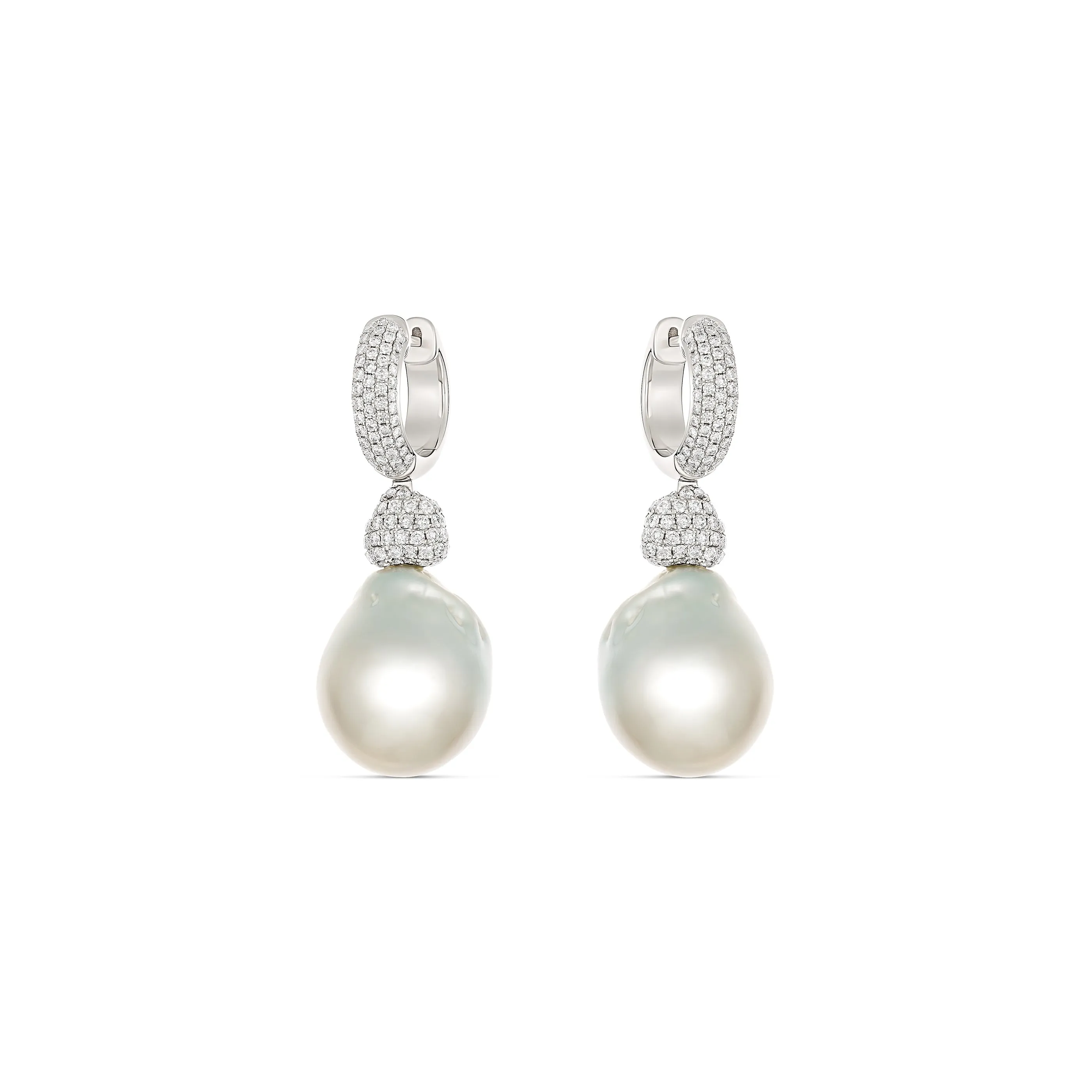 Artisan Duet Baroque South Sea Pearl and Diamond Drop Huggies