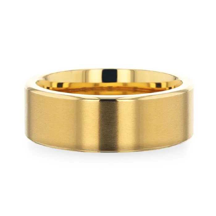 AURELIANO | Gold Titanium Ring, Brushed, Beveled