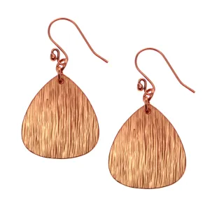 Bark Embossed Copper Triangular Teardrop Earrings