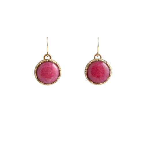 Barse Pink Aventurine Sphere Earring