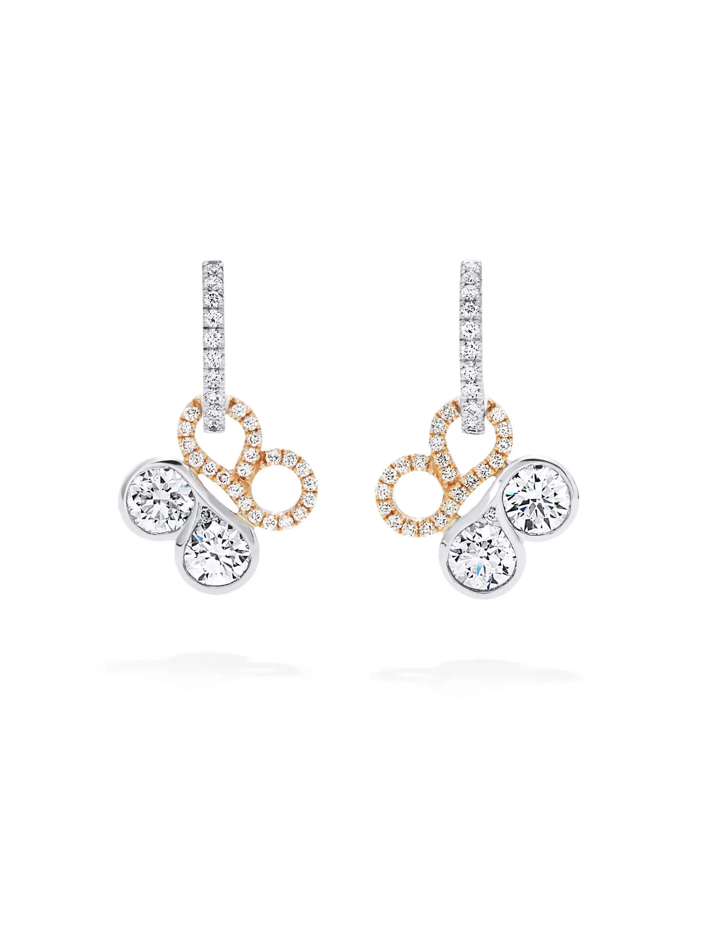 Be Boodles Platinum and Rose Gold Diamond Earrings