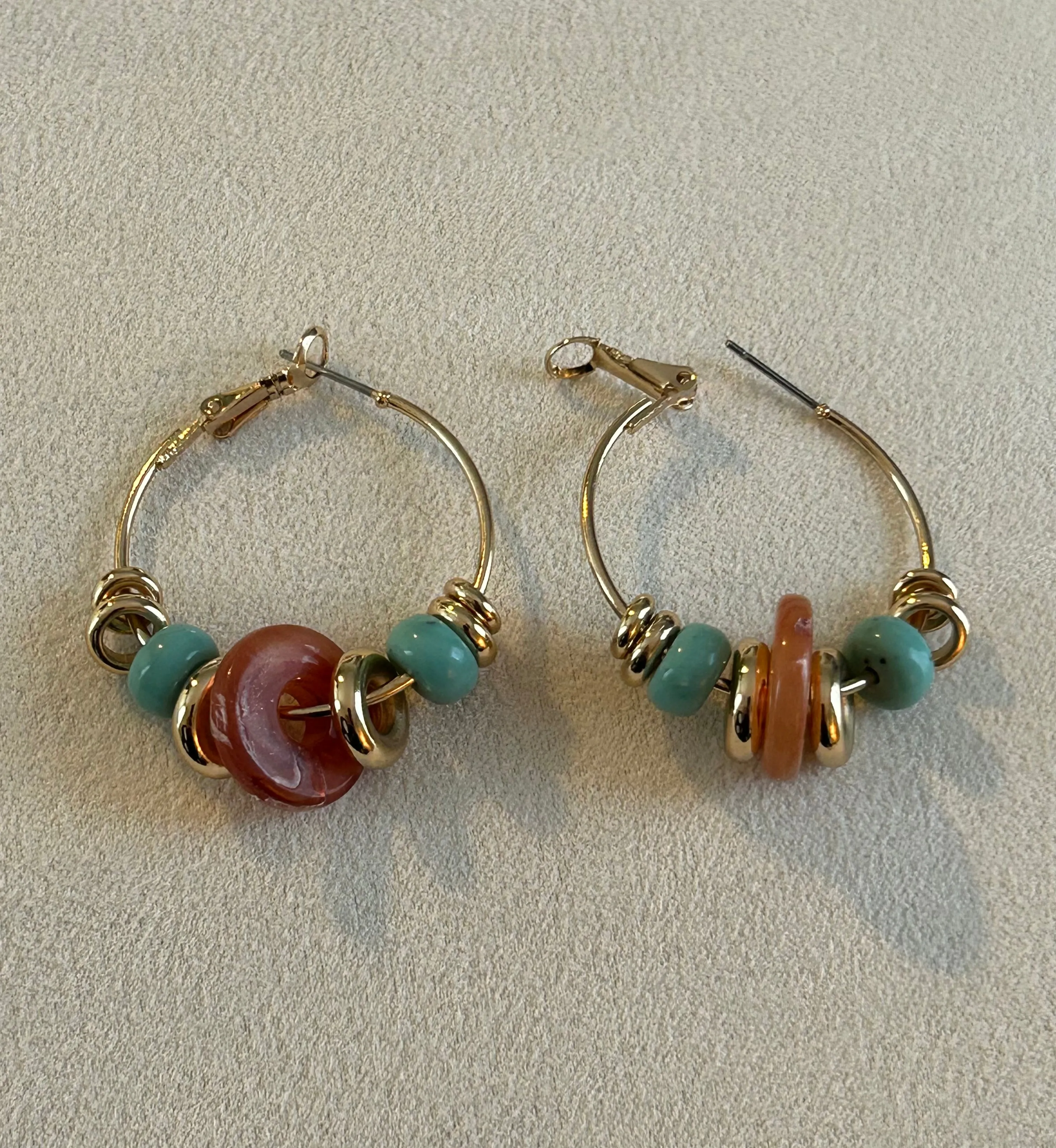 Beaded Wire Hoop Earrings