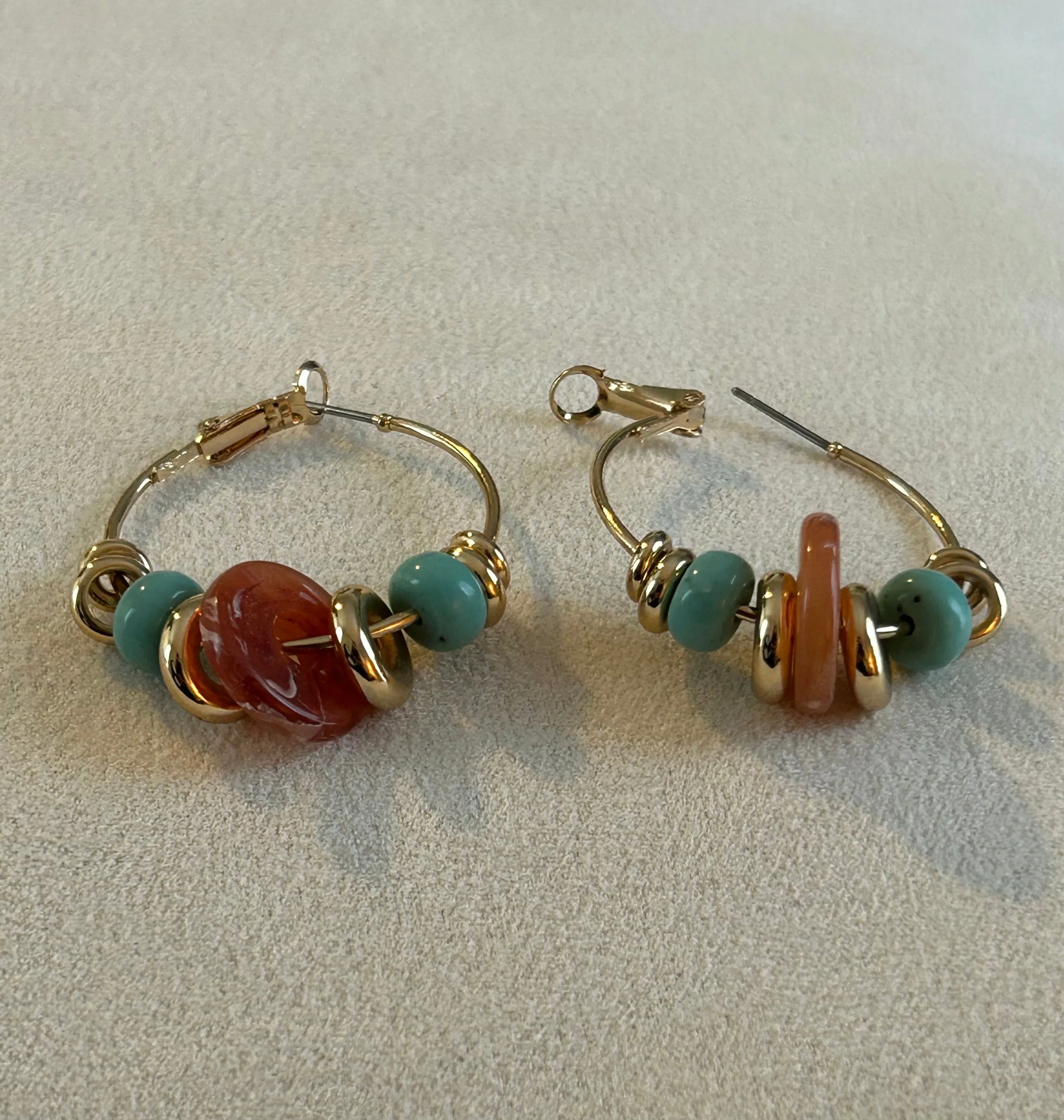 Beaded Wire Hoop Earrings