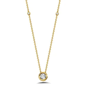 Bezel-Set Diamond Star Solitaire Necklace (1/7 ctw)