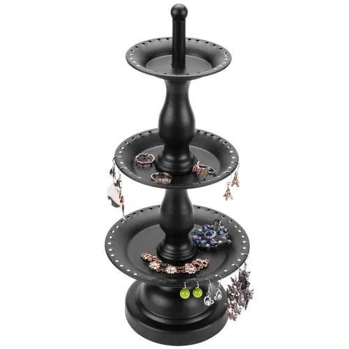 Black Metal 3-Tier Jewelry Fountain Stand