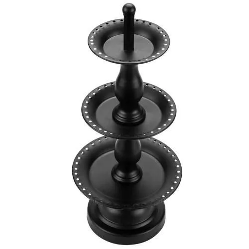 Black Metal 3-Tier Jewelry Fountain Stand