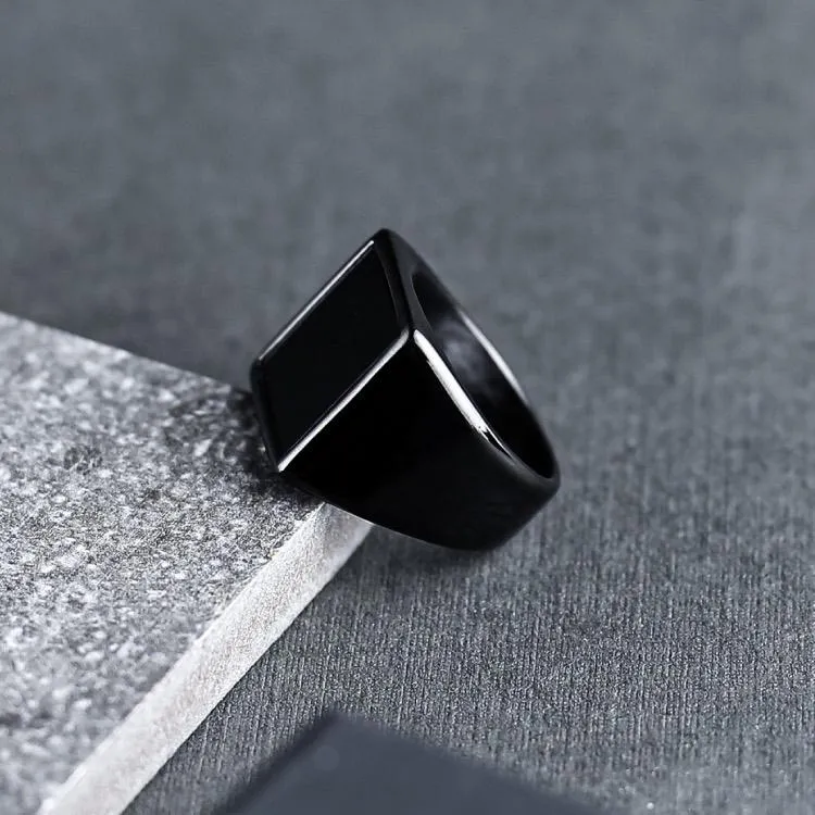 Black Signet Ring - Black & Black