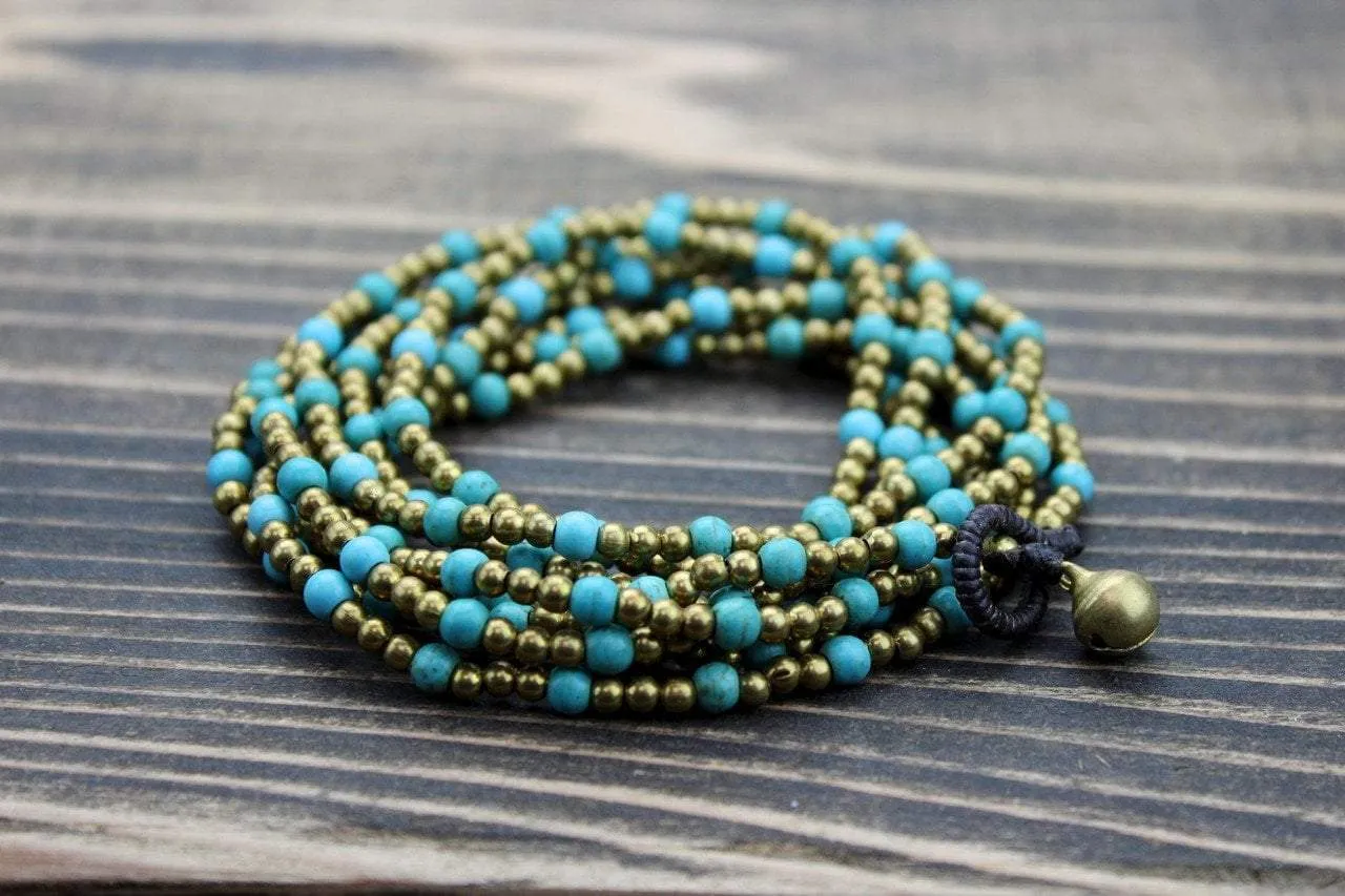 Brass and Turquoise Wrap Bracelet