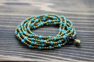 Brass and Turquoise Wrap Bracelet