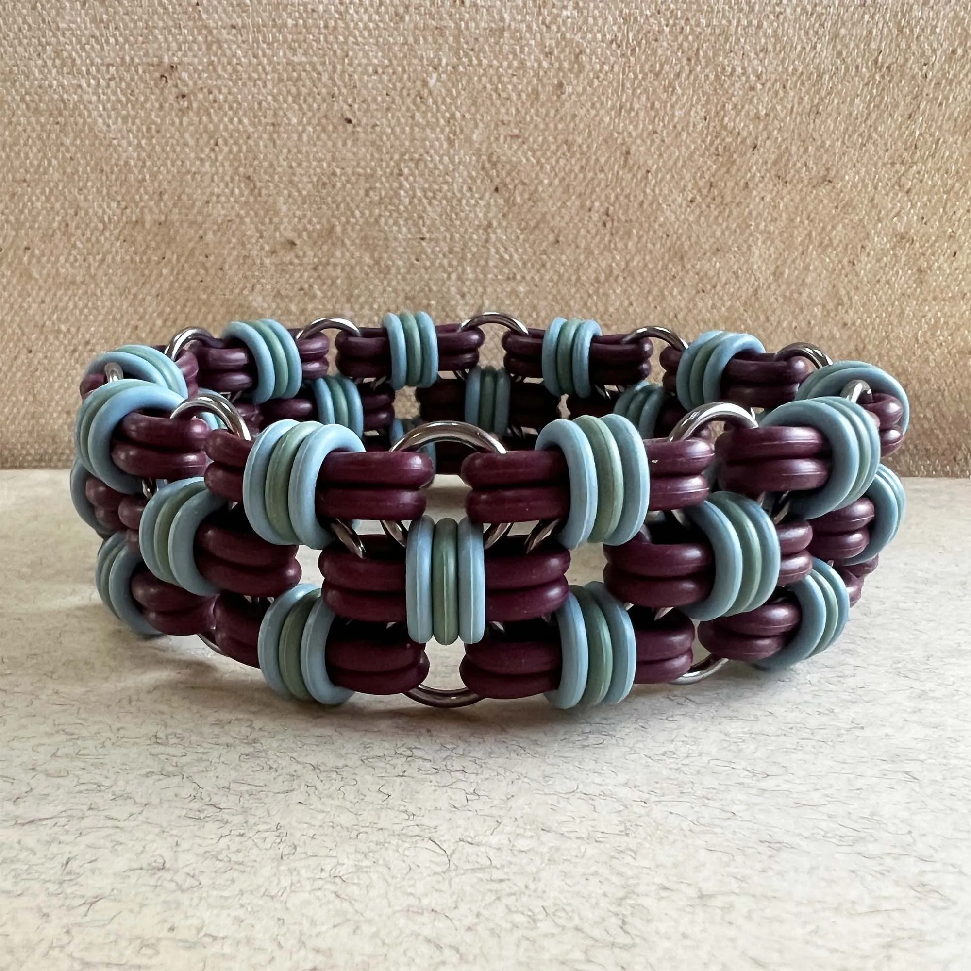 Brick Layer Stretch Bracelet Kit with FREE Video  Burgundy Dusky Sage, Powder Blue and Gunmetal