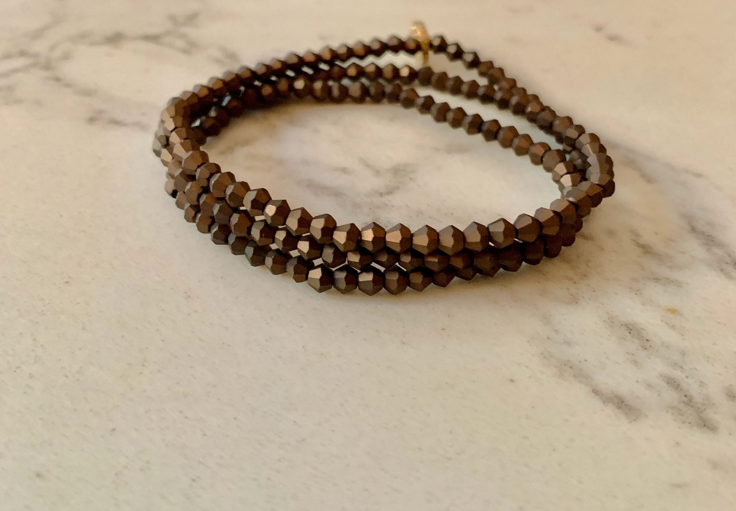 Bronze Wrap Beaded Stretch Bracelet