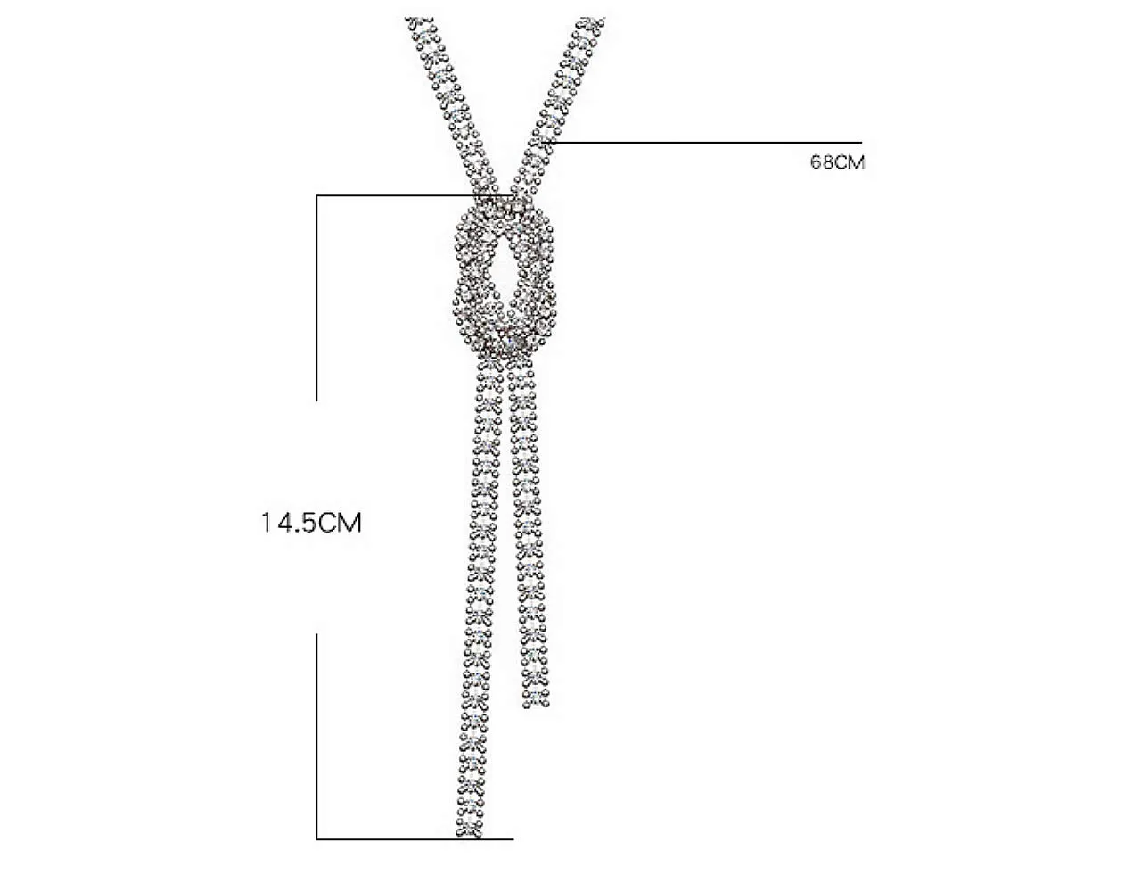 Cathercing Crystal Knot Pendant Long Necklace for Women Sweater Chain Statement Necklace Choker Adjustable Elegant Jewelry Rhinestone Accessories Dressy Collocation Winter Evening Party Wedding