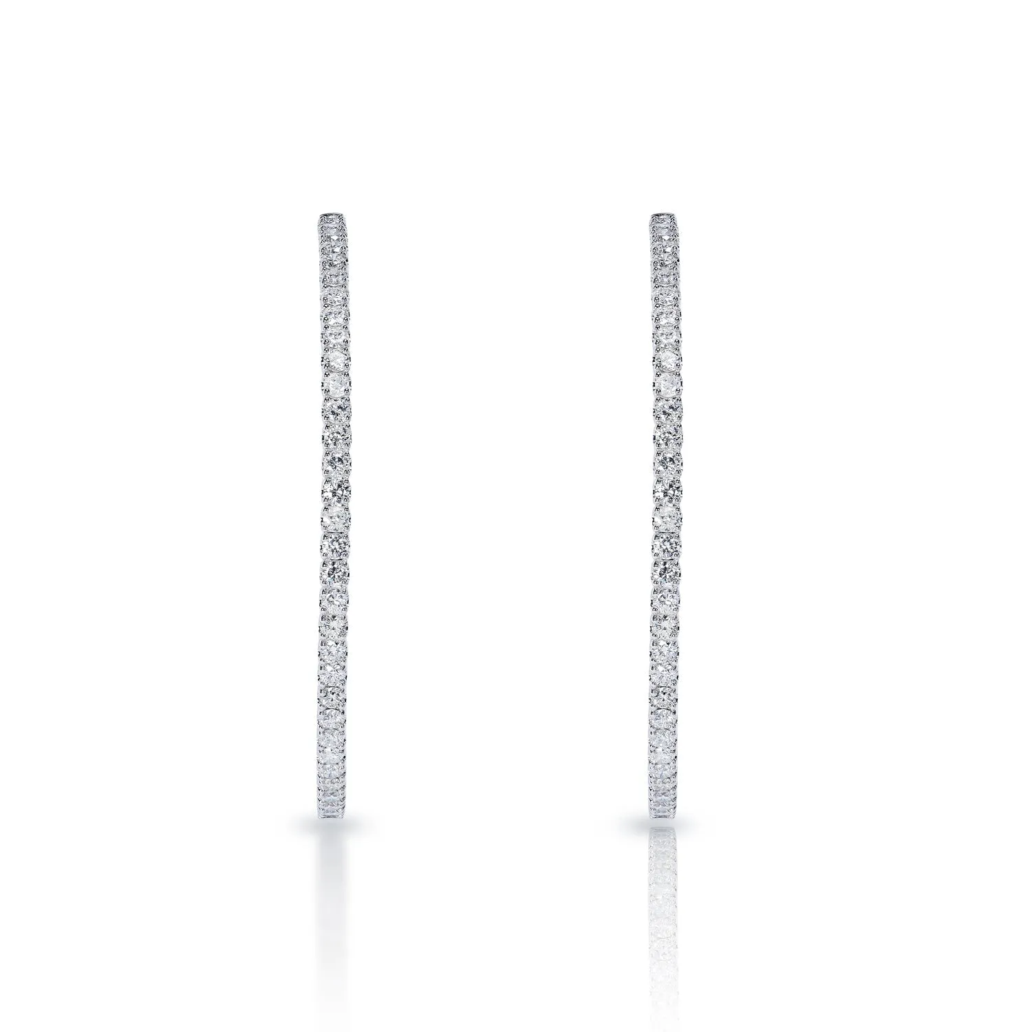 Charity 6 Carat Round Brilliant Diamond Hoop Earrings in 14k White Gold