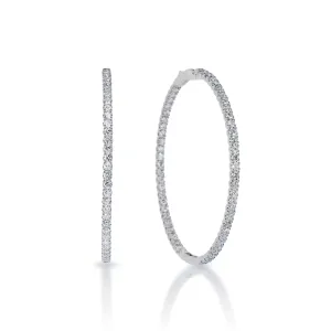 Charity 6 Carat Round Brilliant Diamond Hoop Earrings in 14k White Gold