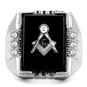 CJ7877OS Wholesale Stainless Steel Rectangular Masonic Men's Ring