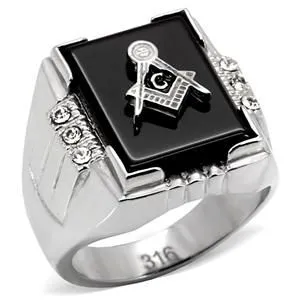 CJ7877OS Wholesale Stainless Steel Rectangular Masonic Men's Ring