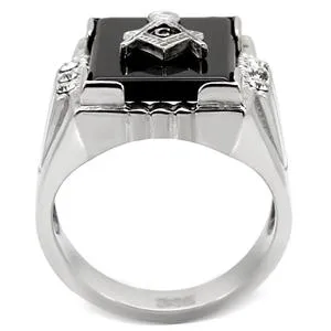 CJ7877OS Wholesale Stainless Steel Rectangular Masonic Men's Ring