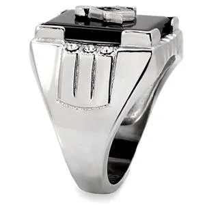 CJ7877OS Wholesale Stainless Steel Rectangular Masonic Men's Ring