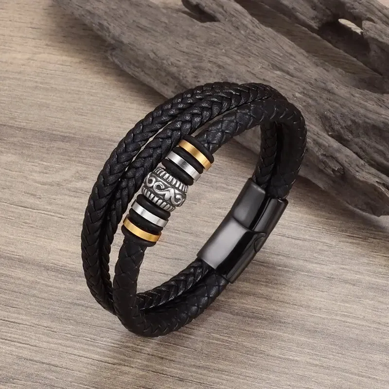 Classic Multilayered Handwoven Leather Bracelet Infinity Symbol Charm Fashion Men's Bangles Jewelry Gifts Pulseira